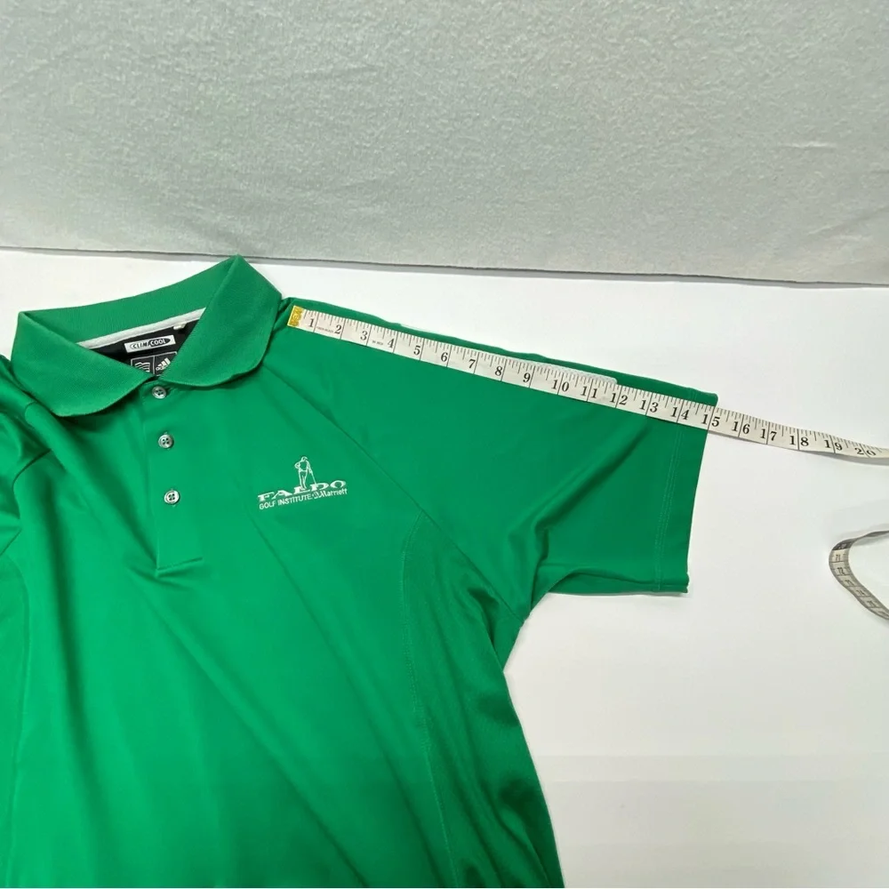 Adidas Clima Cool Mens Large Green White Golf Polo Faldo Golf Institute Marriott